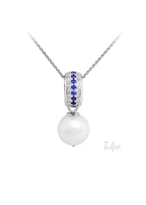 Fehér arany zafíros brilles gyöngyös futó medál