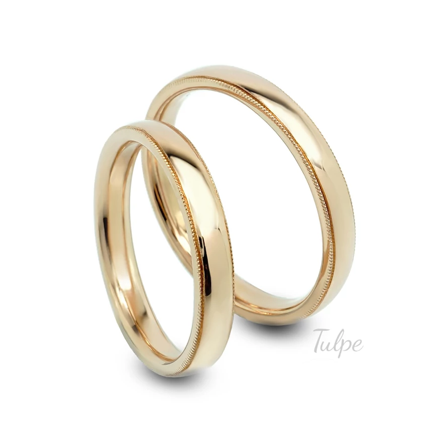 Rozé,arany vékony karika gyűrű pár